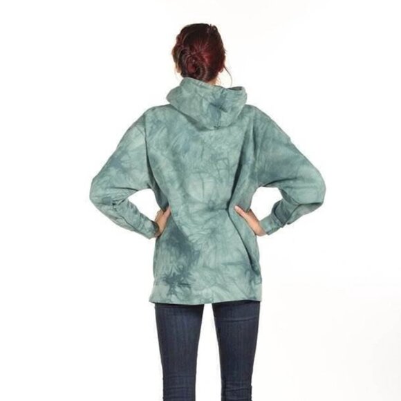 The Mountain Unisex Medium Wolf Spirit Hooded Sweatshirt Tie Dye Teal Hoodie - Picture 16 of 16